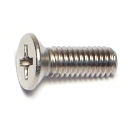 M4-0.70 X 12 Mm Phillips Flat Machine Screw, Plain Stainless Steel, 25 PK